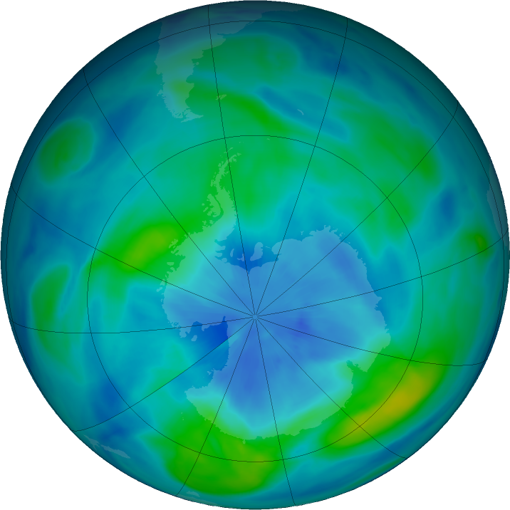 Antarctic ozone map for 19 March 2018